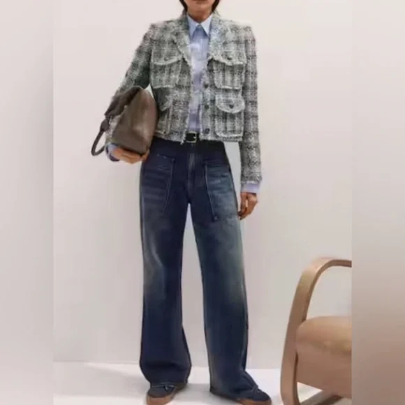 Me+Em Cotton Patch Pocket Utility Jean Baggy Straight Jean Inseam 30'' Sz 31 - Picture 2 of 14